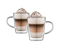 Ehugos Doppelwandige Cappuccino Tassen Glaser Latte Macchiato Glaser Set Thermoglas Trinkgläser Kaffeeglas 2-teiliges (350 mL)