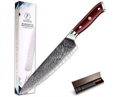 8 Zoll Scharf Kochmesser FANTECK Damaskus Küchenmesser, Chefmesser aus High Carbon 67 Schichten VG-10 Edelstahl 20cm Scharf Klinge, Japanisches Damast Messer [Geschenkbox]-Rose Holzgriff