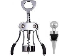 Tovee Multifunktions Winged Korkenzieher für Weinflaschen Hebelkorkenzieher Flaschenöffner Flaschenoeffner Weinflaschenöffner mit Stöpsel,Silber