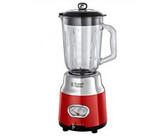 Russell Hobbs Glas-Standmixer Retro rot,Retro-Anzeige, 20.000 U/min, 1.1 PS-Motor, Impulse-/Ice-Crush-Funktion, 1.5l Glasbehälter, Edelstahl, Mixer, elektrischer Zerkleinerer, Smoothie-Maker 25190-56