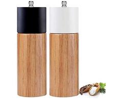 BOCHION Salz- und Pfeffer Mühle Set, Premium Holz-Pfeffermühle mit Einstellbarer Keramik-Grobheit, Manuelle Salz und Pfeffer Streuer, Gewürzmühle, nachfüllbar, leicht zu befüllen (Set von 2 Stück)