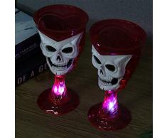 Mobestech 2 stücke Halloween Schädel Becher Lustige Schädel Kopf Leuchtende Kunststoff Becher für Bar Nachtclub Halloween Party Zufällige Farbe