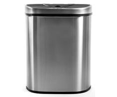 Homra Mülltrennsysteme Abfalleimer mit Sensor, 70 Liter, Hochwertiger Edelstahl, Automatische Mülltrenner Mülleimer mit Bewegungssensor (2-Fach)
