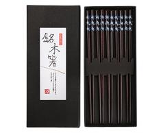 Essstäbchen TOTKEN Premium holz Essstäbchen Set 5 Paar solide einfach zu bedienen für Sushi japanische chinesische koreanische Gerichte mit Etui
