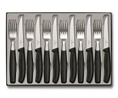 Victorinox Swiss Classic 12-tlg. Besteck Set, für 6 Personen, 6 x Steakmesser, 6 x Tafelgabel, Spülmaschinengeeignet, schwarz