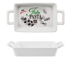 alles-meine.de GmbH 2 TLG. Set _ kleine Auflaufformen / Ofenformen - Italian Pasta - Porzellan / Keramik - rechteckig / eckig weiß - 15 cm - Gratinformen - Lasagneformen / Nudelg..