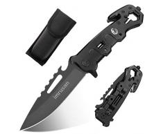 imrusan Klappmesser Taschenmesser mit Edelstahlklinge Extra Scharf, Jagdmesser Einhandmesser, Outdoor Survival Messer und Rettungsmesser, für Freizeit, Camping, Wandern und Notfälle