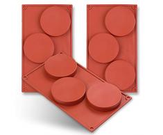 homEdge 3-Cavity Scheibenform Silikonform, 3 Packungen Scheibenkuchen, Gustard, Harzuntersetzer, Torte, handgemachte Seifenformen-Braun