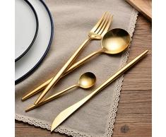 LEKOCH 4-teilig 18/10 Edelstahl Besteck Set für 1 (Gold)