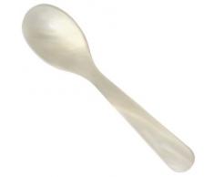 6 Eierlöffel aus Acryl in Perlmuttoptik 12,5 cm / Farbe: Weiss