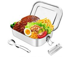 HB life Brotdose aus Edelstahl Lunchbox Bento Box Metall Dichte Brotdose Lunchbox (Patent angemeldet) für aus laufsicher 1400ml Fassungsvermögen mit Fächern für Reisen/Arbeit/Erwachsene
