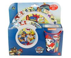 Paw-Patrol Chase und Rubble Kinder-Geschirr Frühstücks-Set 3-tlg. Geschenk-Set