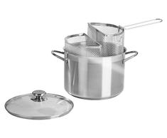 Barazzoni 421049524 Spaghetti-und Pastatopf mit Zwei Siebeinsätzen, ø 24 cm, Inhalt 7,25 l, Edelstahl 18/10, Grau