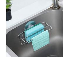 Bogeer Spülbecken Organizer, 2 in 1 Schwammhalter Küche Ordnungshelfer für Spülbecken Caddy Ordnungshelfer Spültuch- Halter Küchen Organizer Aufbewahrung Küche Edelstahl