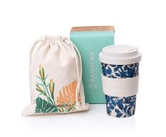 Bambusa Bambus Coffee to Go Becher Kaffe-Becher | Wiederverwendbarer umweltfreundlicher Reisebecher | Kostenlose Tasche inklusive