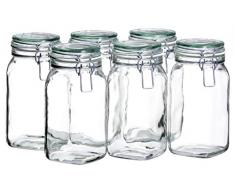 MÄSER 925341 Gothika, Einmachgläser 1,45 l, 6er Set, made in Germany, Vorratsgläser mit Deckel und Drahtbügel zum luftdichten Aufbewahren, Einkochen und Einlegen, Glas, transparent