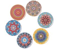 BOHORIA Premium Design Untersetzer 6er Set Dekorative Untersetzer fur Glas, Tassen, Vasen, Kerzen auf ihrem Holz-, Glas- oder Stein- Esstisch Boho Edition,Mandala