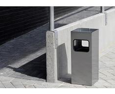 Durable 333123 MÃ¼lleimer Metall mit Ascher eckig, Standaschenbecher mit 17l Papierkorb und 2l Ascher, silber
