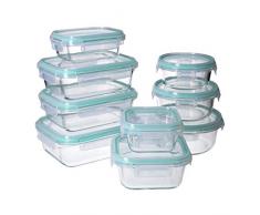 GEORGES 18tlg.- Frischhaltedosen Set aus Glas mit 4-Fach Klickdeckel - Spülmaschinengeeignet - Mikrowellen- und Backofen geeignet (ohne Deckel) - BPA-frei | Modell 2020