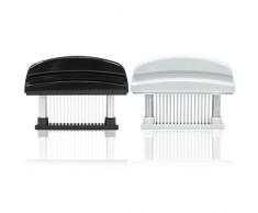 com-four® XL Fleischklopfer mit edelstahl Klingen, FleischstecherSteaker Fleischzartmacher zum Marinieren (2er Set: Schwarz & Weiß)