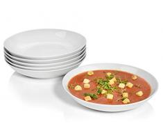 Sänger Suppenteller Set New Port aus Porzellan 6 teilig | Füllmenge der Teller 450 ml | Modernes Dinnerset für 6 Personen | Spülmaschinen- sowie mikrowellengeeignet
