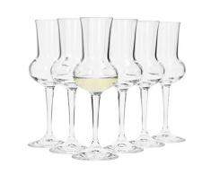 Bormioli Grappaglas Set 6 teilig I Füllmenge 75 ml I Gesamthöhe des Glases 16,5 cm I Stiellänge 5,8 cm I Klassiches Grappaglas für Das berühmte Italienische Getränk