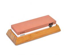 GRÄWE Wetzstein für Küchenmesser, Schleifstein aus Korund mit rutschfestem Bambus-Halter, Zwei Körnungen, 1000/3000 - Serie Sharphome