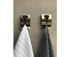 be fancy! 2 Premium Bad Haken aus Edelstahl - Handtuchhalter für Bad, Küche - ohne Bohren Handtuchhaken, Geschirrtuchhalter Hannah - 7,5 cm x 5 cm x 2 cm im Set
