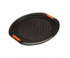 Le Creuset Antihaft Pizza-Backblech, Ø 33 cm, Belüftungslöcher, PFOA-frei, Sauerteigbeständig, Aus Karbonstahl gefertigt, Anthrazit/Orange