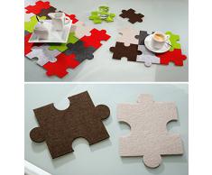 Filz Untersetzer Puzzle, 6er Set 3xbraun 3xbeige, waschbar, Filzuntersetzer, Gilde Handwerk