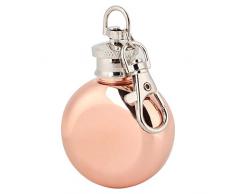 Flagon Weinkrug, Flagon Krug Edelstahl Weinkrug Mini 1oz Edelstahl Runde kleine Flagon Weinkrug Whisky Krug mit Schlüsselanhänger(01)