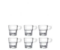 Leonardo Senso 024012 Espresso-Becher mit Henkel spülmaschinengeeignet Espresso-Gläser 70 ml, Glas, 80mm, 69 X 80 X 56 mm, 6er Set