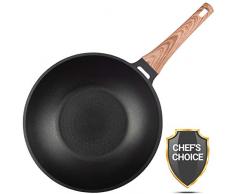 ROSMARINO Wok 30 cm (NEU 2020) - Wokpfanne 30 cm für Induktion und andere Herdarten - In Deutschland entwickelte Beschichtung