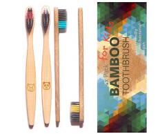Bambus Zahnbürsten für Kinder 4er weich - Vegan Holzzahnbürste, BPA BPS frei (zertifiziert), Bambus-Holzkohle Borsten, kleine Kinderzahnbürste, 2-9 Jahre, biologisch abbaubar, Bio