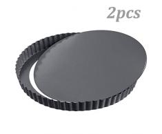 WENTS Tarteform Quicheform 22cm Quiche Tart Pfanne, abnehmbare Loose Bottom Tart Pie Pan Nonstick Round Tart Torte Baking Pan,Obstkuchenform und Backform 2 Pack
