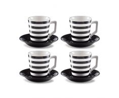 Zeller 26561 Cappuccino-Set, Steinzeug, schwarz/weiß
