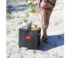 Relaxdays 10013399 Transport-Trolley klappbar Einkaufstrolley Klappbox Transportwagen Einkaufsroller Klappbox HxLxB 39 x 42 x 37 cm Aluminium Kunststoff schwarz bis 35 kg