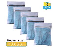 anaoo Wäschesack für Empfindliches Waschbeutel Wäschenetz für Waschmaschine mit reißverschluss feinmaschig für Dessous zart ideal für BHS socken t-Shirts etc. 5 Stück 40cm x 50cm