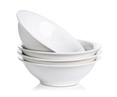 LIFVER 1300 ml Porzellan Suppenschalen, Salatschüsseln, Weiß, 4 Stück