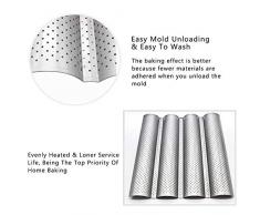 AXZXC Backblech-Set 100% Lebensmittelechter Kohlenstoffstahl 4-Fach 2-Fach Wellenförmig Französische Brottöpfe Für Französische Brottöpfe,Silver