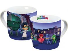 PJ MASKS 13602 Owlette, Catboy, Gekko Tasse, Porzellantasse, Kaffeetasse, Kindertasse, Porzellan, Mehrfarbig