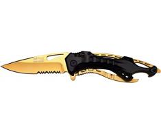 MTech USA Taschenmesser MT-A705 Serie, Messer ALU KOMBI AUFSATZ Griff, Schwarz/ Gold Design, scharfes Jagdmesser, Outdoormesser 9-9,53 cm ROSTFREI Klinge, Klappmesser für Angeln/ Jagd