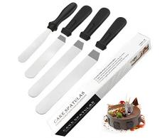 WisFox Winkelpalette Edelstahl Streichpaletten 4-Teiliges Kuchenmesser Tortenmesser Icing Spate mit 1 Gerade Spatel 3 abgewinkelt für Torte, Gebäck, Muffins,Backen