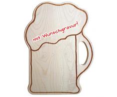 Personalisiertes Brotzeitbrett mit Gravur - Name oder Spruch - witzige Geschenkidee in Bierkrug Form aus Holz, Verschiedene Größen, nutzbar als Vesperbrett, Schneidebrett, Servierbrett & mehr