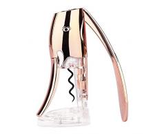 K.LSX Profi Edelstahl Korkenzieher WeinflaschenöFfner Mit Hebel Funktion, FlaschenöFfner Inkl Folienschneider,Klassich Eleganter Korkenheber FüR Weinflaschen (Rosegold)