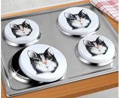WENKO 2236120500 Herdabdeckplatten Felix, Katzenmotiv, 4er Set, Metall, cm, Mehrfarbig