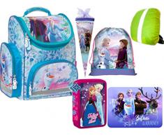 Disney Frozen II Eiskönigin 2 Schulranzen Set Schultüte ergonomischer Ranzen Tornister Federmappe Turnbeutel Tischunterlage Frozen Lizenz 6 Teile