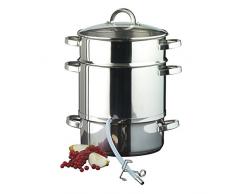 Ribelli Entsafter aus Edelstahl induktionsgeeignet ca. Ø 25 cm ca. 17 Liter Füllvolumen Dampfentsafter mit Glasdeckel - schonendes Entsaften von Obst und Gemüse