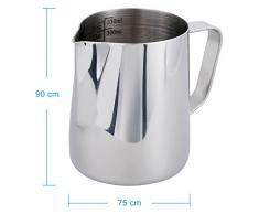 Anpro Milchkännchen, Milk Pitcher 350ml / 12 fl.oz. Milchkanne aus Edelstahl, Milch Aufschäumen für Cappuccino und Latté, Silber (9 × 7.5CM), MEHRWEG