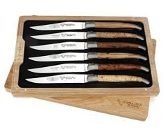 Laguiole en Aubrac 6-teiliges Steakmesser Set - SONDEREDITION europäische Hölzer - edle Tafel-Messer